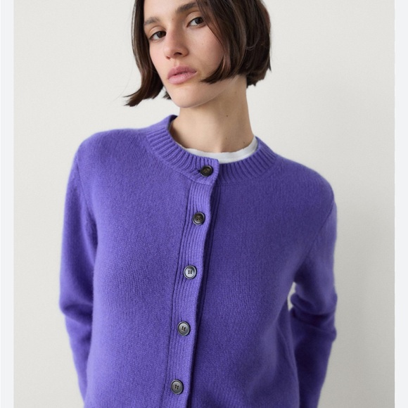 Massimo Dutti Sweaters - Massimo Dutti NWT purple 100% wool knit cardigan 5752/631